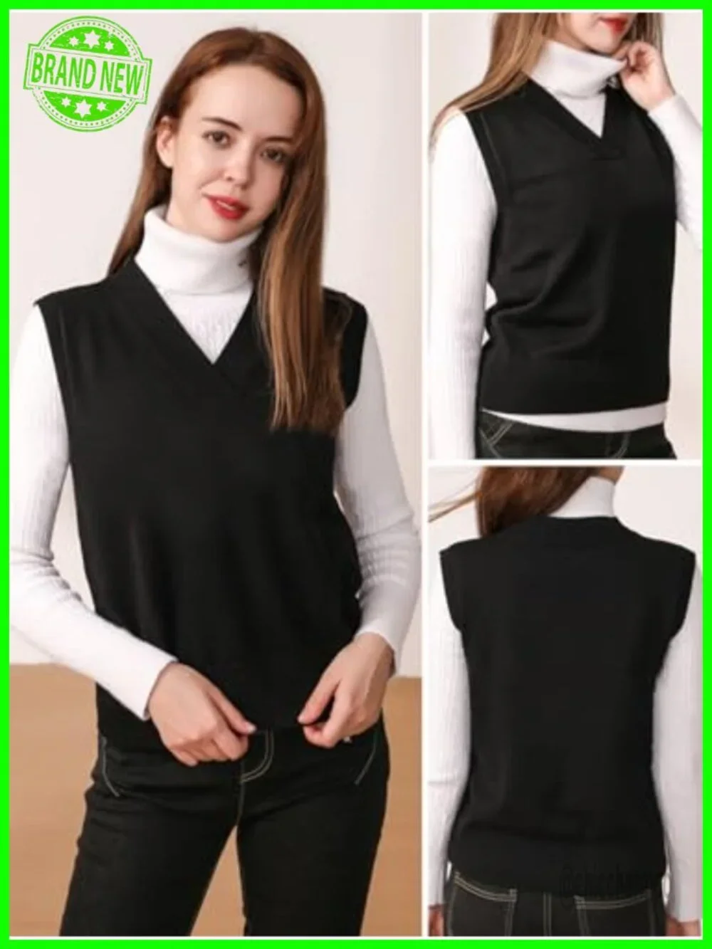 V Neck Sleeveless Ribbed Knit Sweater Vest - Classic Pullover Tank Top